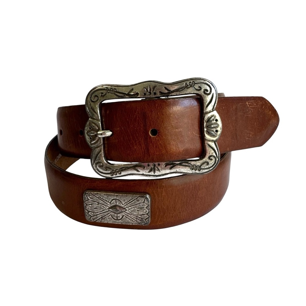 Vintage Y2K Brown Leather Belt Western Boho Womens Large The Ritz Collection